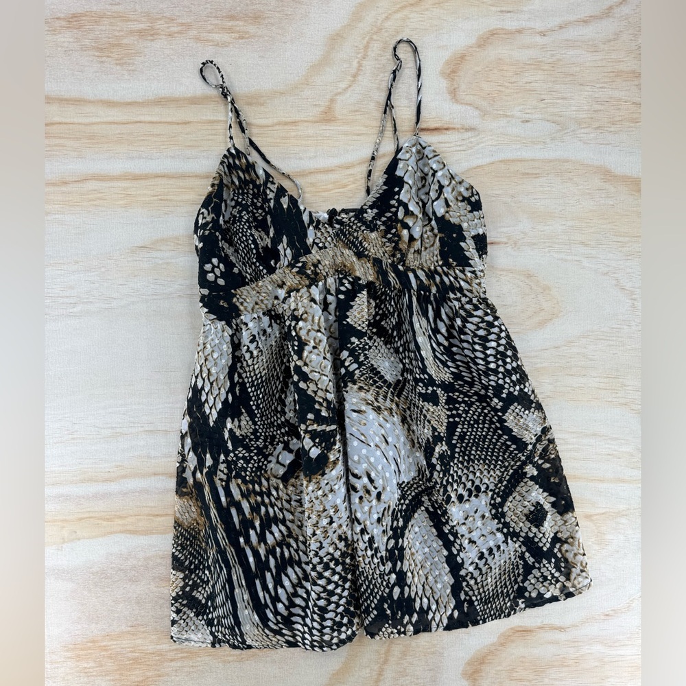 ZARA WHITE BLACK SNAKE ANIMAL PRINT TIE BACK TANK or MINI DRESS